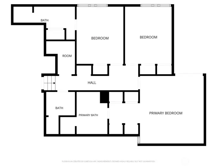 4-steps up transitions you to the private areas of the home. Where there are 2 ensuite bedrooms and a 3rd room that is an office or is presently used as a bedroom (2 bedroom septic design).