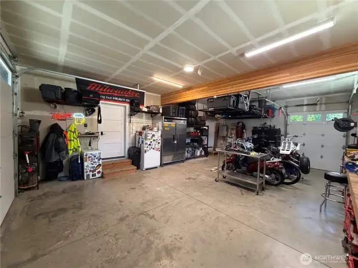 Large garage with rear door Large garage with rear door