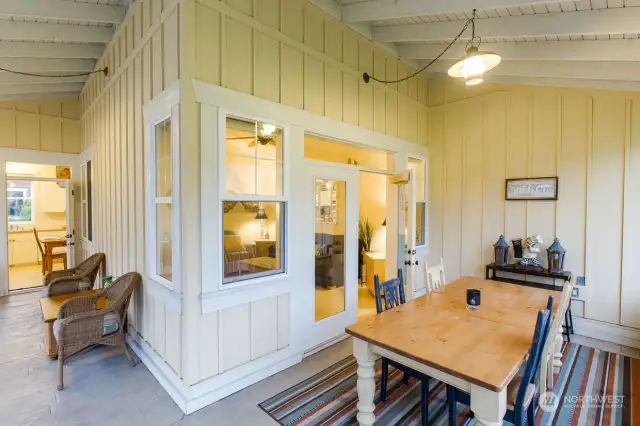 Large Dining table on Veranda.