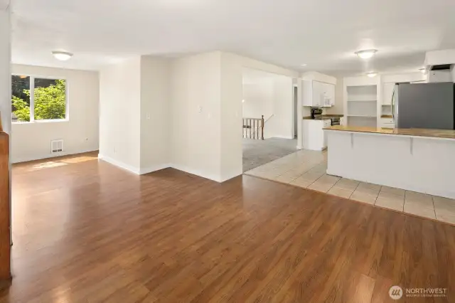 Ding room toward office, kitchen and living room