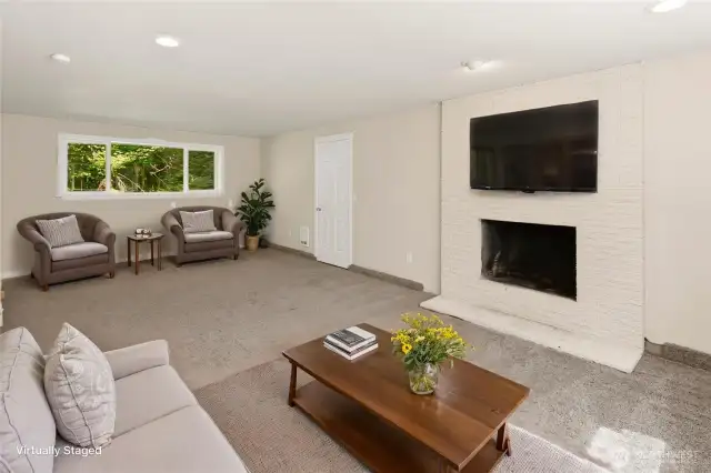 Lower level rec Room with Virtual Staging