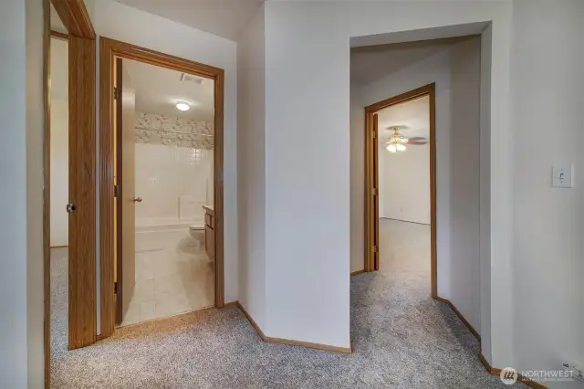 Entry to secondary bath and Primary suite.