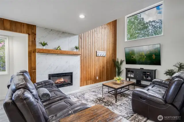 Electric fireplace.