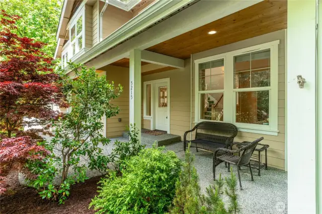 Lovely dry covered porch.  Beautiful pine soffits.