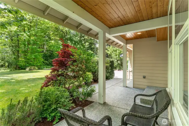 View from covered porch is serene.
