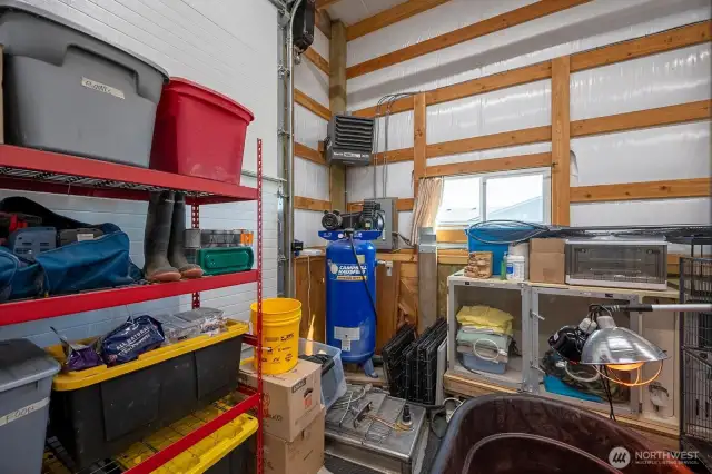 Shop with power, power roll up door with side drive and heater