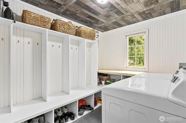 The perfect drop zone for everyone's things, plus room to fold laundry while you look out to your backyard.