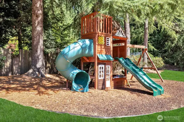 Big toy for kids is located on the open space area of the property.