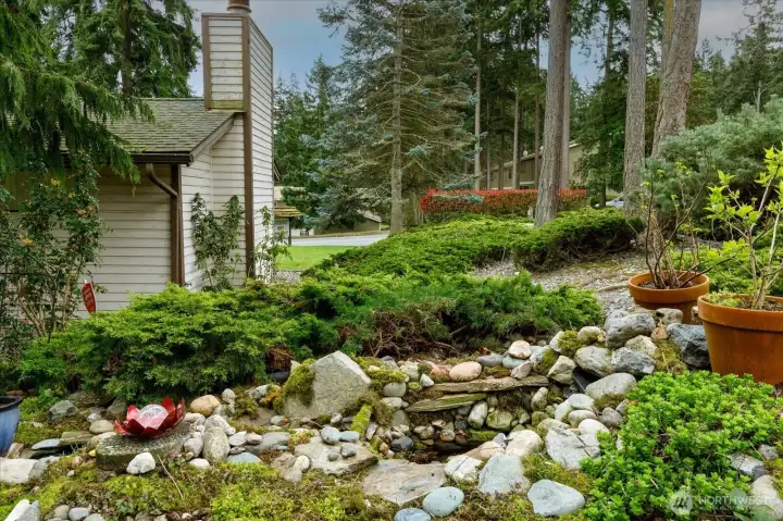 Side view of garden area