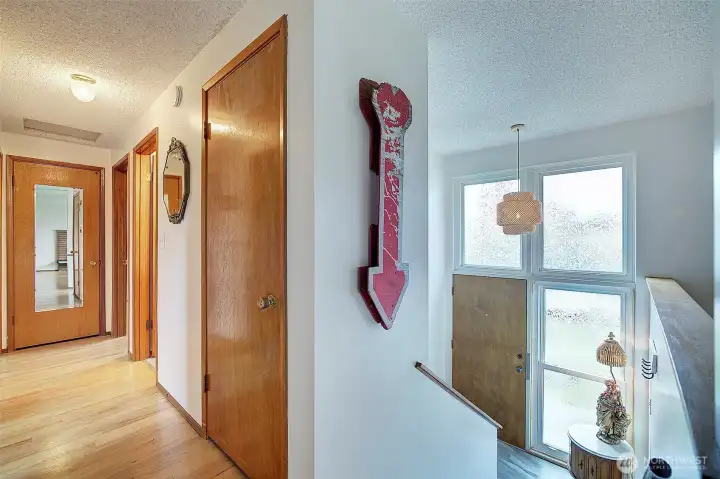 Entry and hall that continue the great hardwoods though out this level