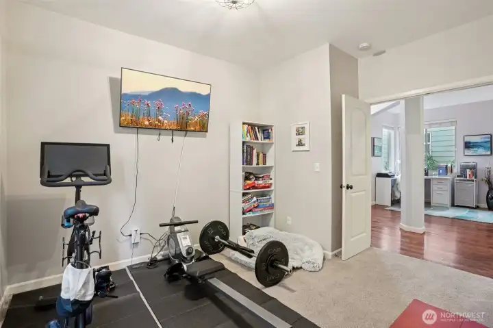 Office on main floor with dbl doors