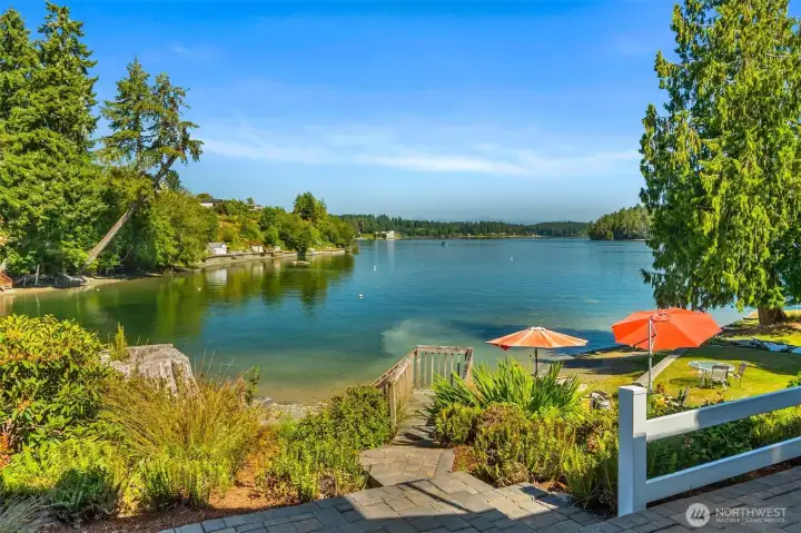 Views north, across Squaxin Passage to Hope Island and the Olympic mountains