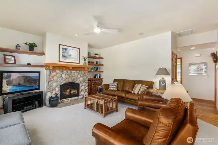 The living room is off the front entry, with a nice privacy wall from the front door.
