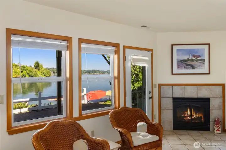 Another view of the bonus rooms shows its great views over the patio to the water.