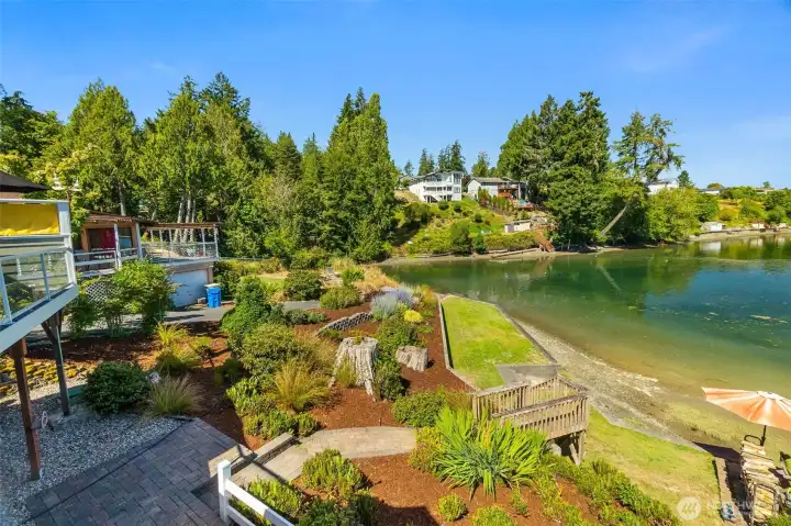 Beautiful landscaping down to the water