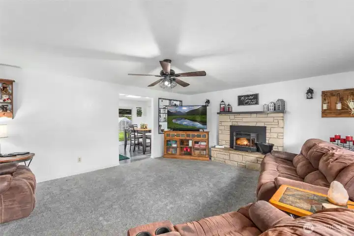 Pellet fireplace insert creating warmth and ambiance.