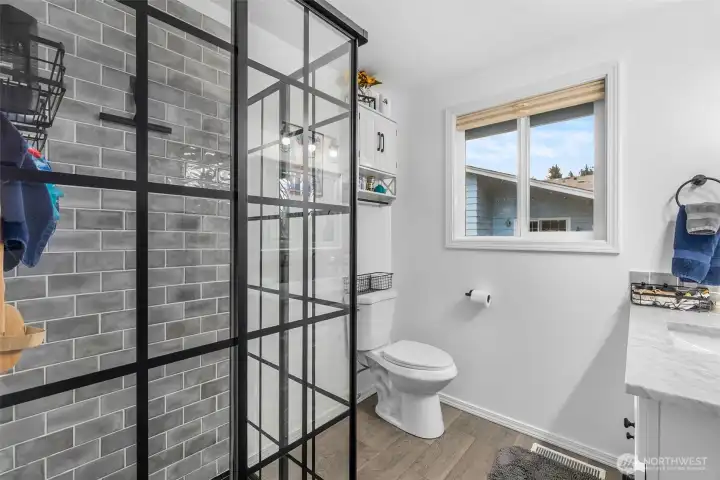 Elegant tile work adding texture and style.