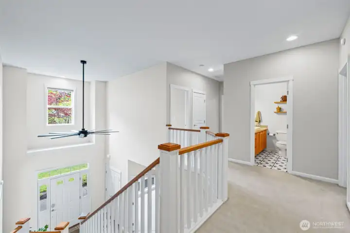 Upstairs Hallway view to Bonus Room and 3 Bedrooms