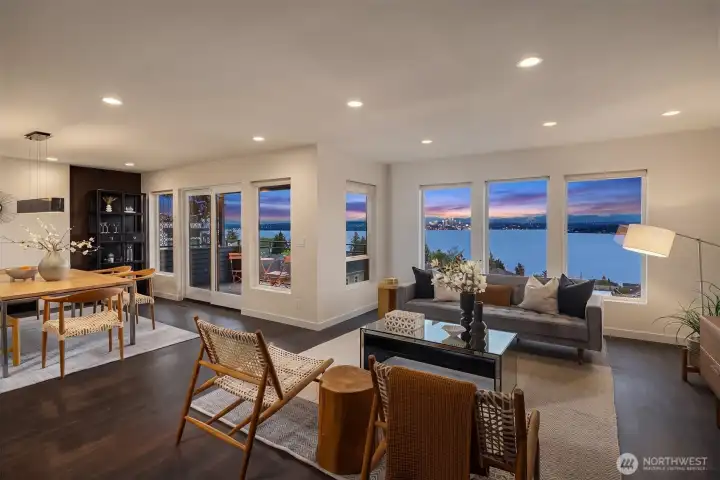 Views from the dining room and views from the living roo,
