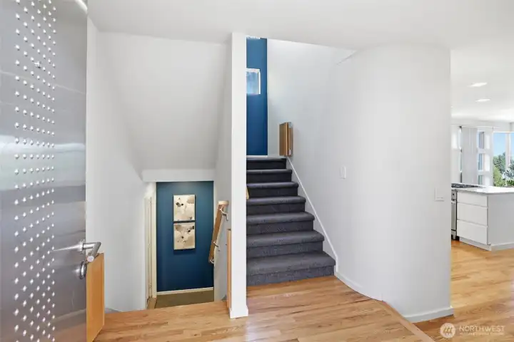 Hardwood floors on the main level.