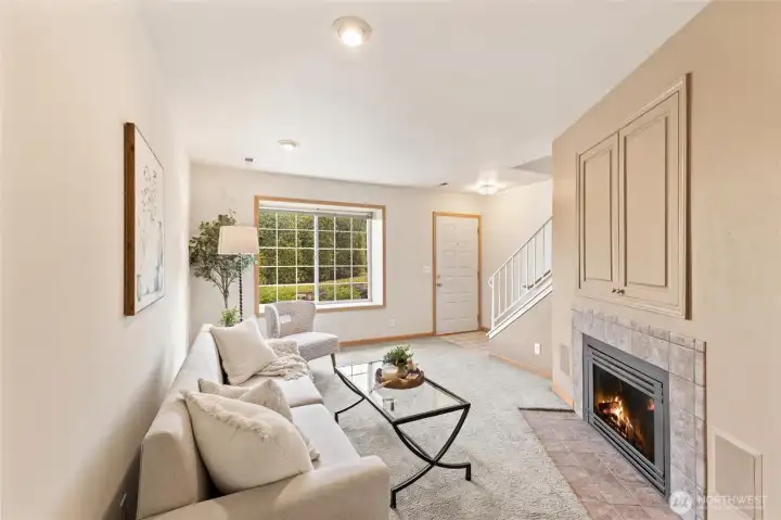 Tiled Entry, Turn On Gas Fireplace with Just the Flip of a Switch, Hidden TV Cabinet Built In