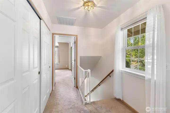 Privacy Landing with Closets, Laundry and Separation of Space