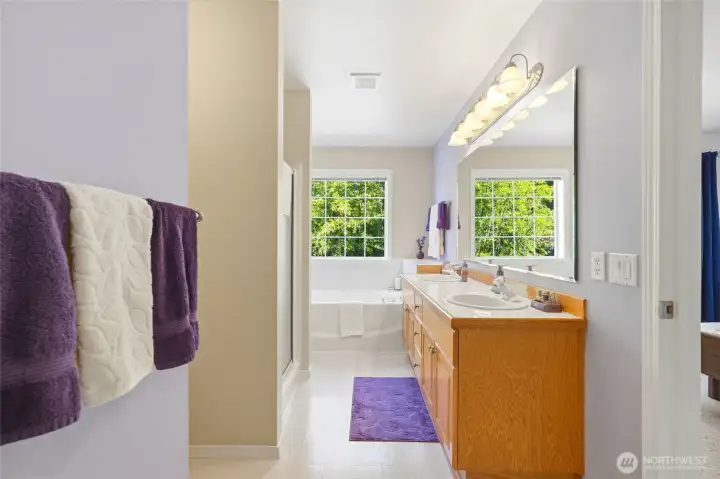 Check out the 5 piece Primary Bathroom with double sink vanity, soaking tub and shower. Check out the 5 piece Primary Bathroom with double sink vanity, soaking tub and shower.