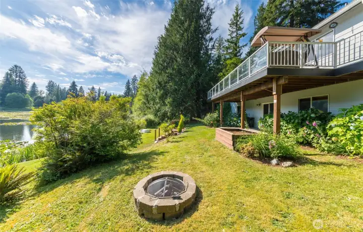 Small but usable outside fire pit.  Just add chairs and party.