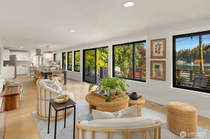 Newer insulated windows highlight the beautiful views.