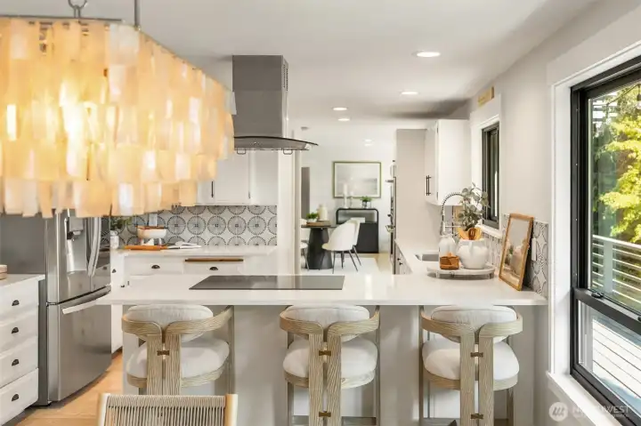 Gorgeous kitchen open to the living and dining areas.