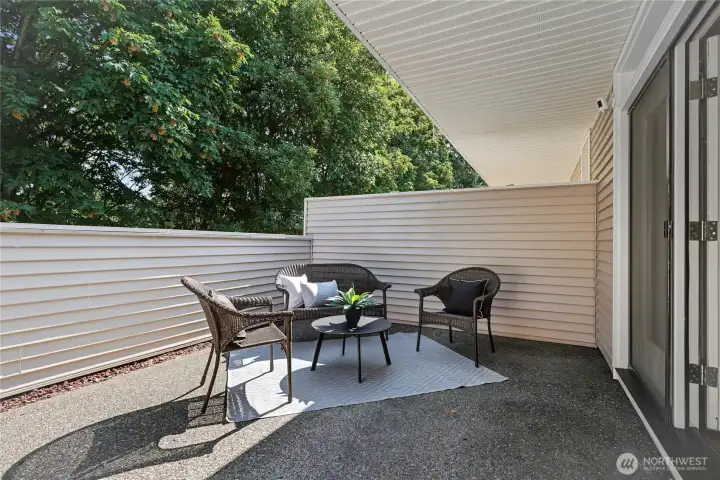 Spacious patio with room for both outdoor living and dining areas
