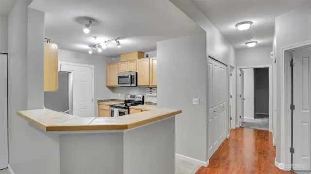 Kitchen is spacious and open to the rest of the living space.
