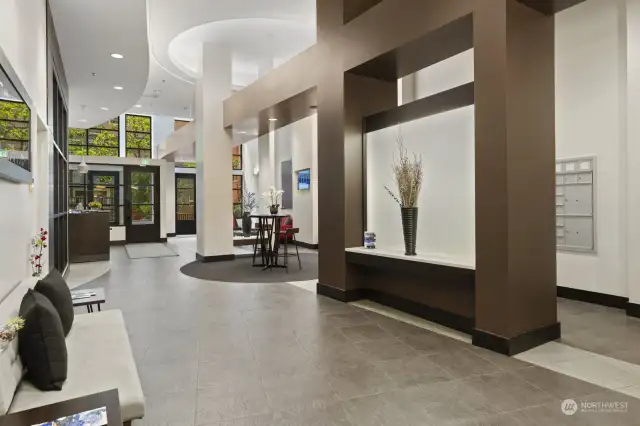 Inviting, secure lobby with a concierge lets you receive packages and guests securely.