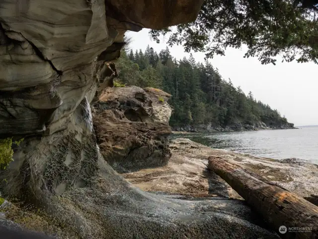 Very unique outcroppings create private coves and beaches.