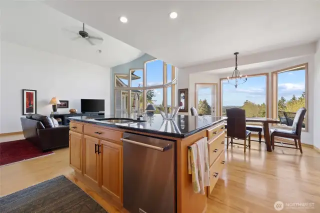 Beautiful views in this well planned kitchen design.