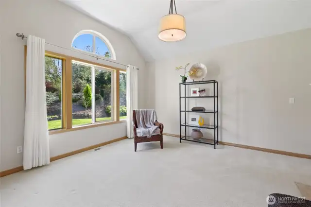 Office/ Family Room with vaulted ceilings.
