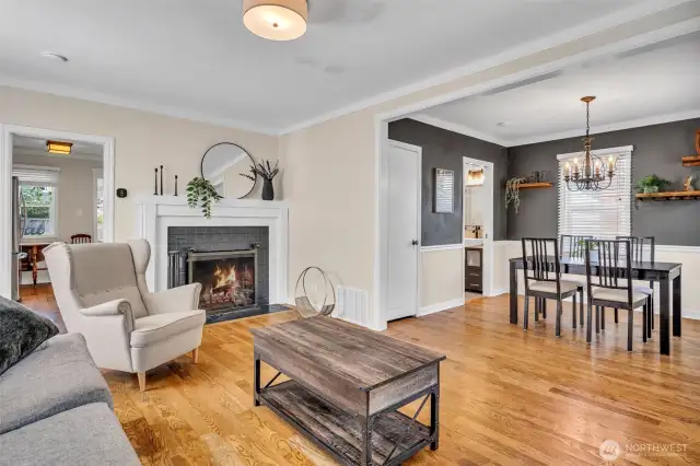 Original wood burning fireplace