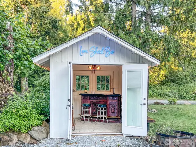 Bonus shed on the property with power and heat. Currently used as a bar, could be an office, hobby space, yoga study, or whatever you can imagine.