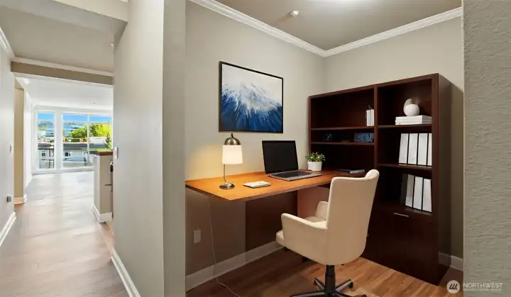 Office virtually staged.