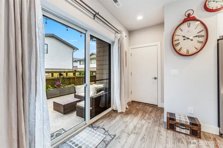 Sliding door off of the yard