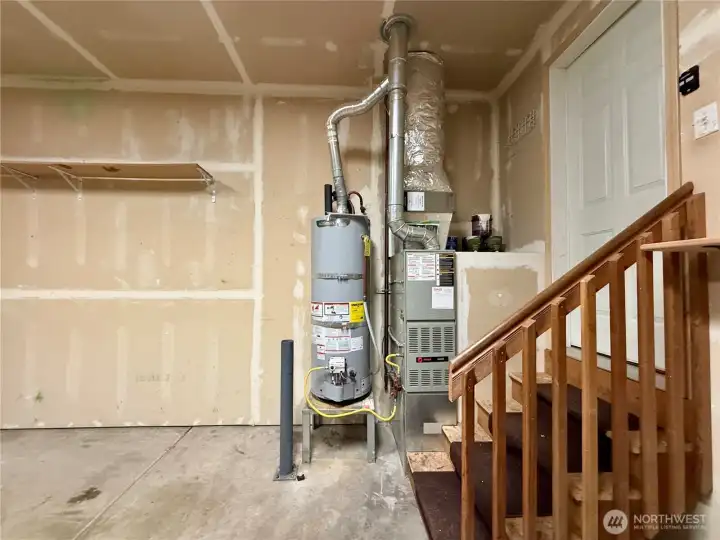 Gas Hot water heater and furnace in garage