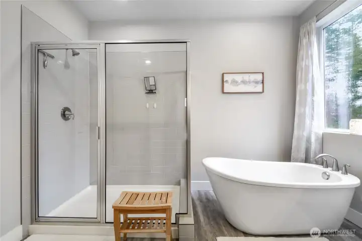Separate soaking tub and shower!