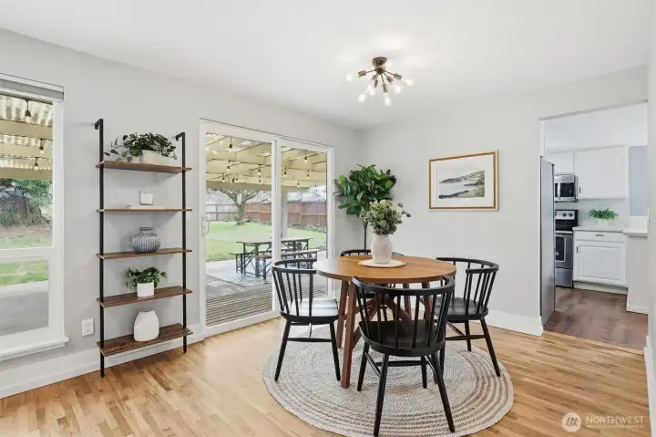 Sliding door to your entertainment sized patio and back yard