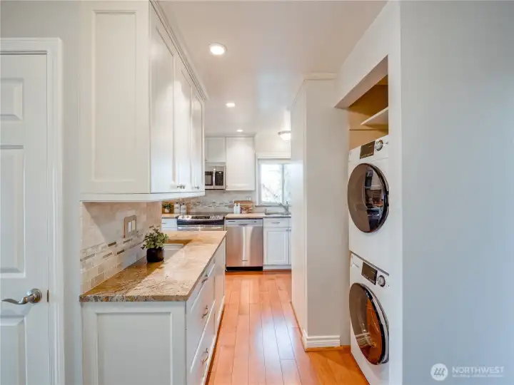 In-unit laundry adds everyday convenience without sacrificing space or functionality.