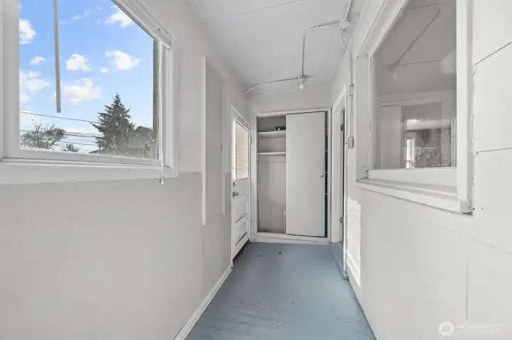 Laundry room in back of home.