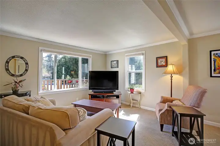 The living room offers a cozy and comfortable place to kick up your feet and relax.