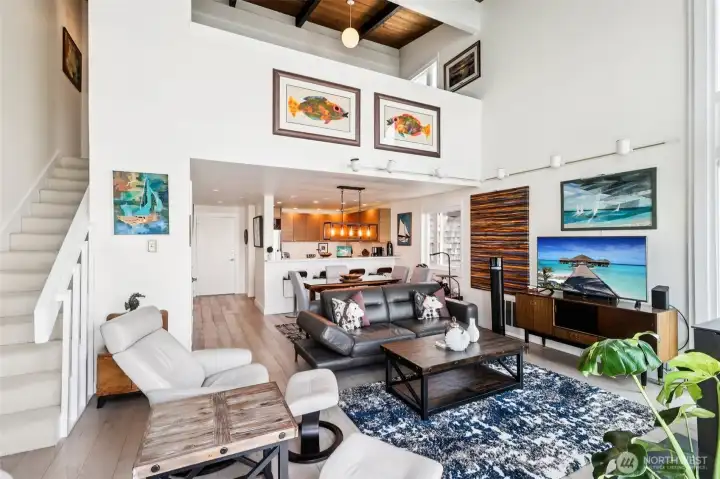 Living room & dining area.