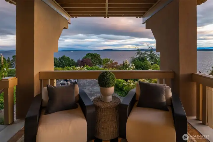 Custom double doors open directly onto a covered terrace where the experience becomes even more immersive. Custom double doors open directly onto a covered terrace where the experience becomes even more immersive.