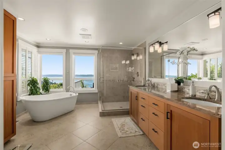 Huge view Primary bath with walk in shower and soaking tub Huge view Primary bath with walk in shower and soaking tub