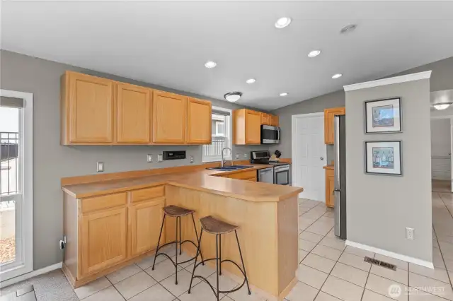 Kitchen with eat space.